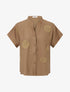 Chemise manches courtes à empiècements en crochet - Marron - 4
