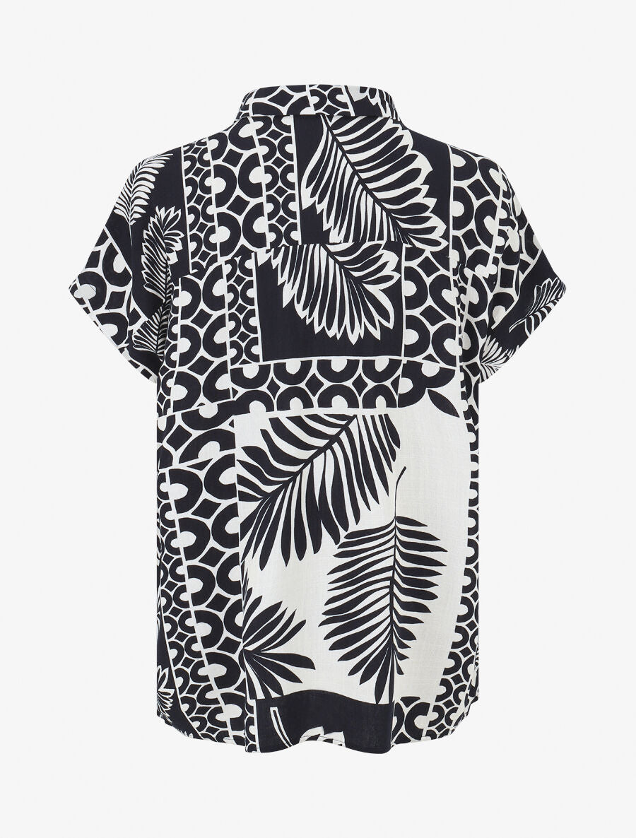 Ensemble chemise et pantalon imprimé tropical - Marine - 4