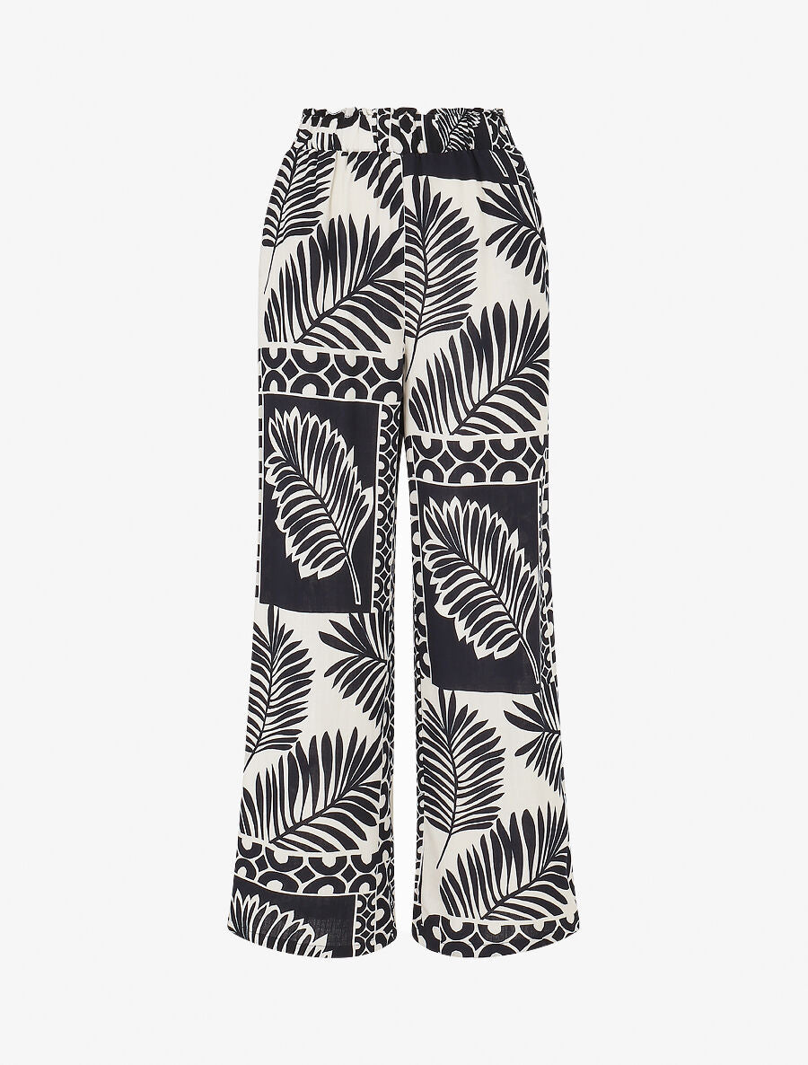 Ensemble chemise et pantalon imprimé tropical - Marine - 6
