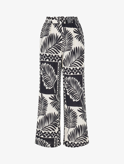 Ensemble chemise et pantalon imprimé tropical - Marine - 6