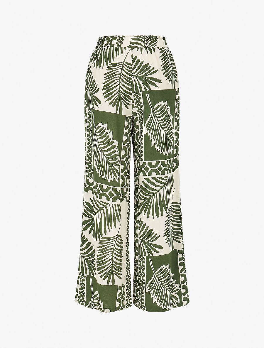 Ensemble chemise et pantalon imprimé tropical - Kaki - 7