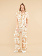 Ensemble chemise et pantalon imprimé fantaisie - Beige - 1