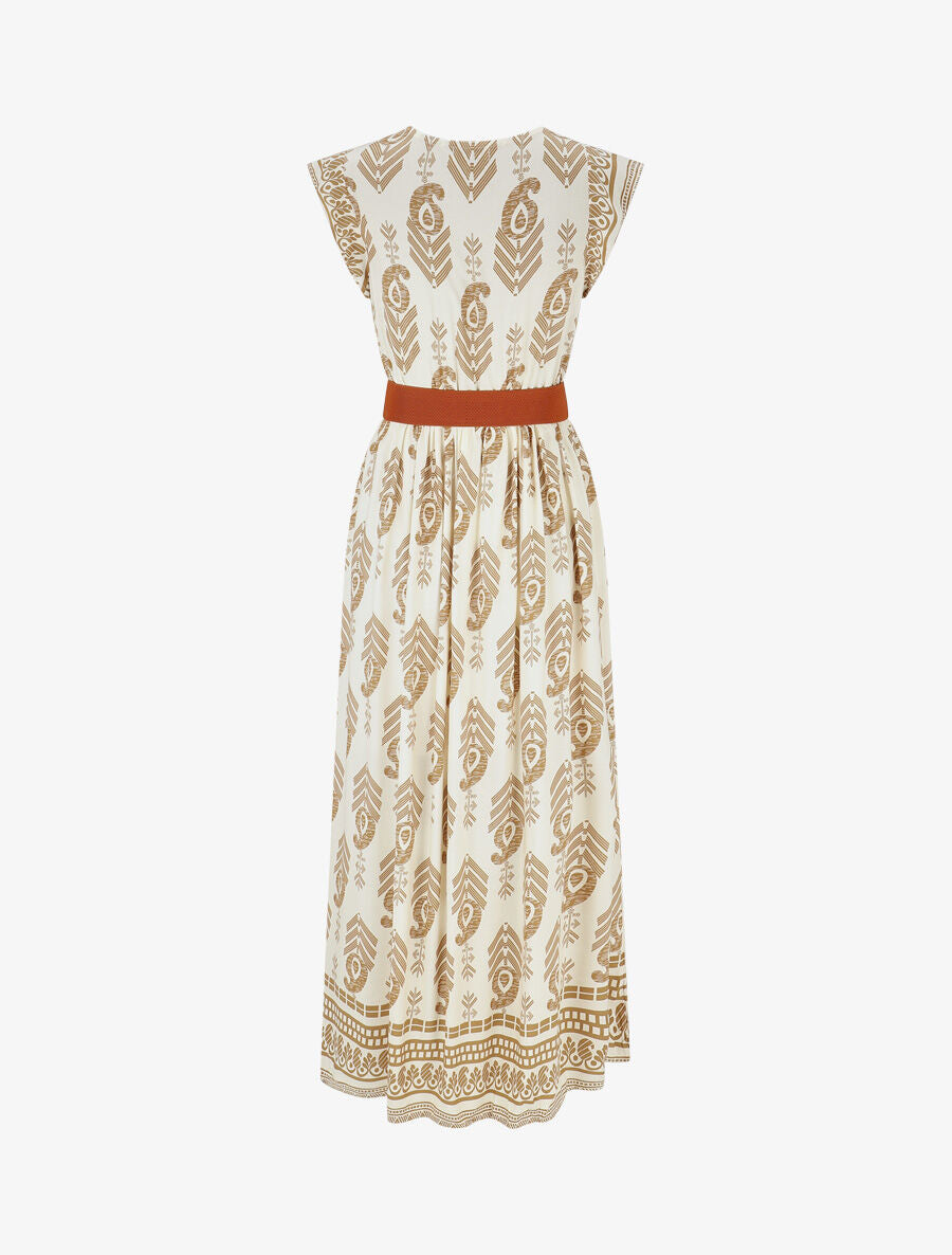 Robe longue à imprimé fantaisie et mosaïque - Taupe - 2