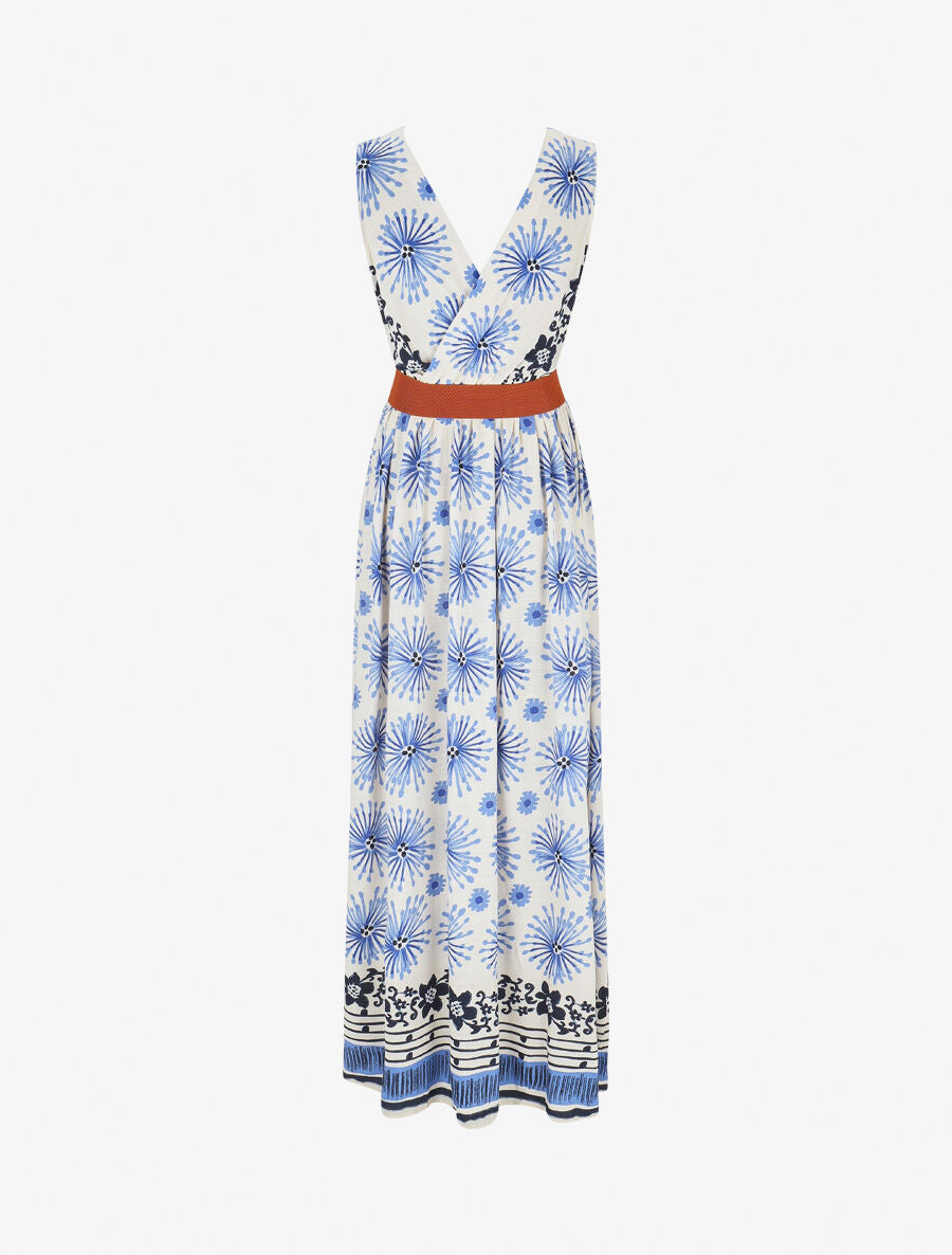 Robe longue sans manches à imprimé fantaisie - Marine - 2