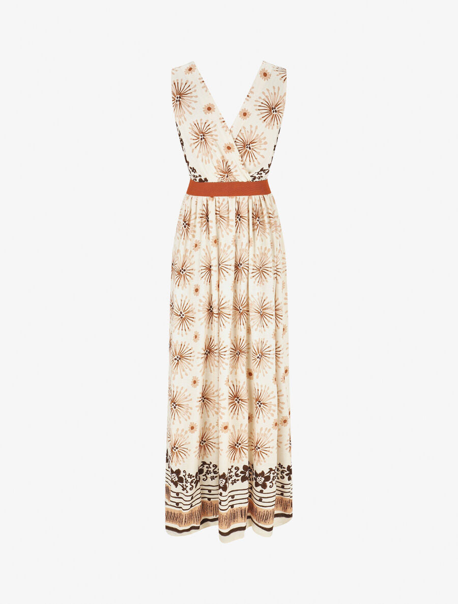 Robe longue sans manches à imprimé fantaisie - Camel - 2