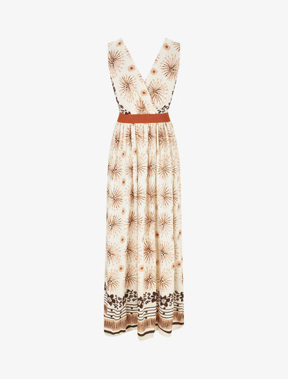 Robe longue sans manches à imprimé fantaisie - Camel - 2