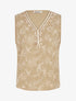 Top brodé sans manches col V à grelots - Beige - 1