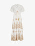 Robe longue empire à manches courtes et broderies - Blanc - 1
