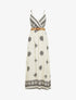 Robe longue à fines bretelles à motif fantaisie - Blanc - 1