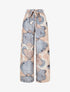 Pantalon imprimé éventails à taille haute élastiquée - Gris - 4