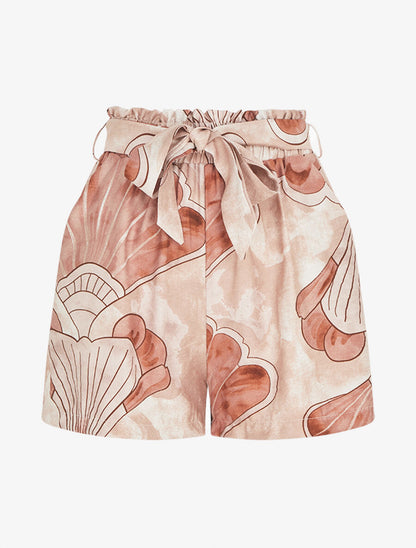 Short paper bag imprimé éventails - Marron clair - 4