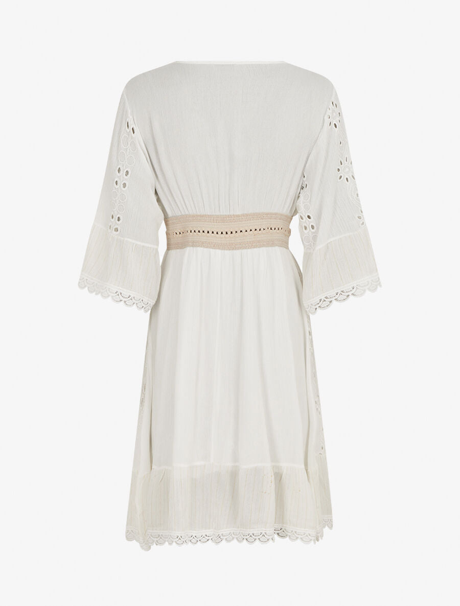Robe bohème à dentelle fleurie - Blanc - 2
