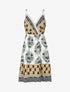 Robe mi-longue à bretelles imprimé arabesque - Noir - 1