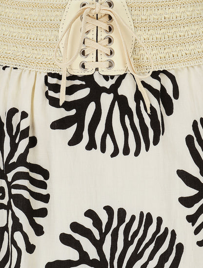 Jupe longue style corset imprimé coraux - Noir - 3