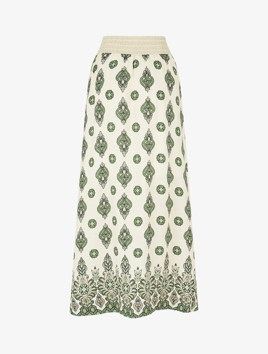 Jupe longue style corset imprimé floral - Kaki - 2