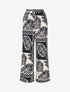 Pantalon droit taille haute imprimé tropical - Marine - 1
