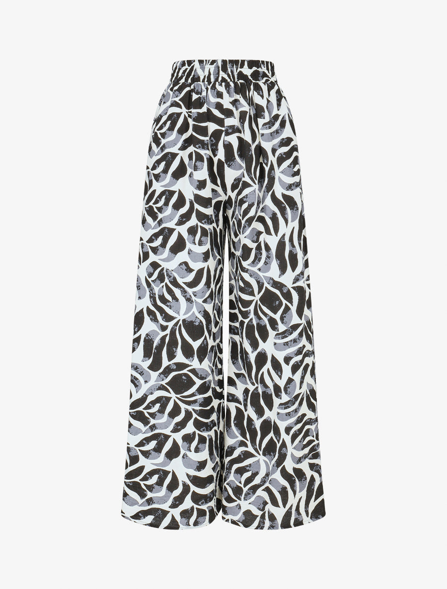 Pantalon droit imprimé abstrait - Noir - 1