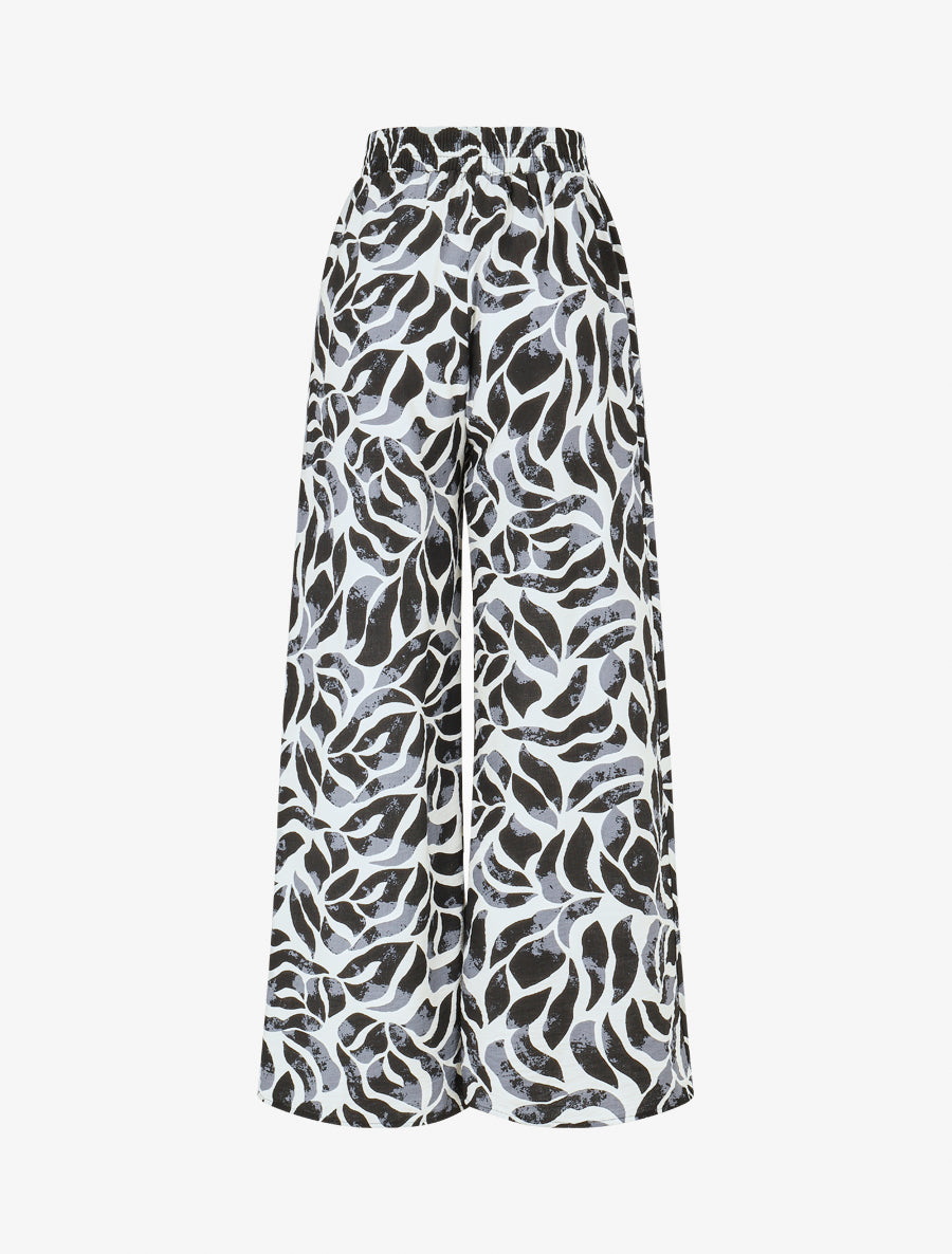 Pantalon droit imprimé abstrait - Noir - 2
