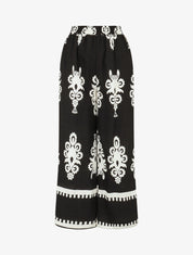 Pantalon droit imprimé ikat - Noir - 1