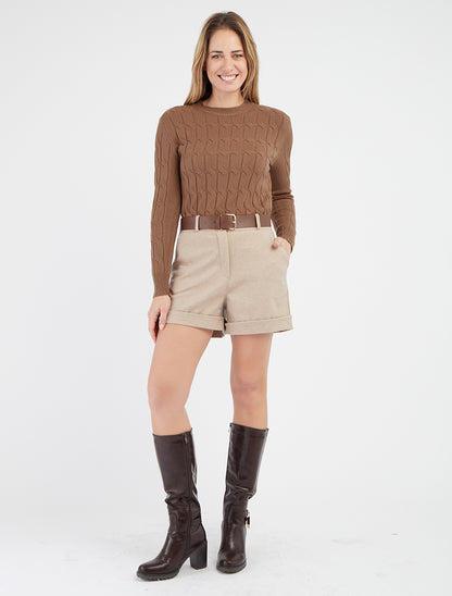 Rechte trui van gevlochten breiwerk - Mol