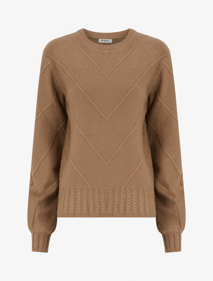 Pull droit en maille stylisée - Taupe - 1