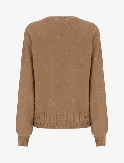 Pull droit en maille stylisée - Taupe - 2