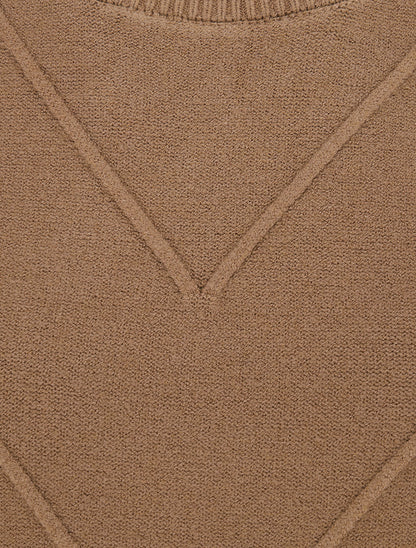 Pull droit en maille stylisée - Taupe - 3