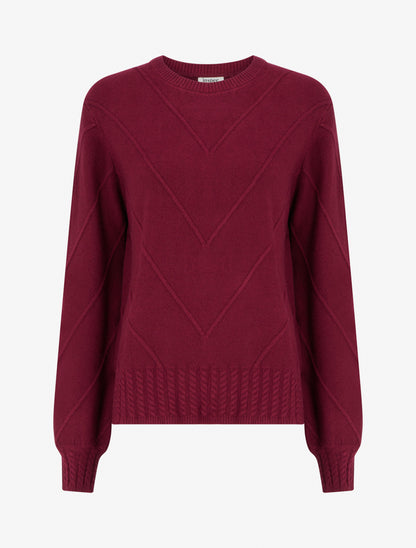 Pull droit en maille stylisée - Lie de vin - 1