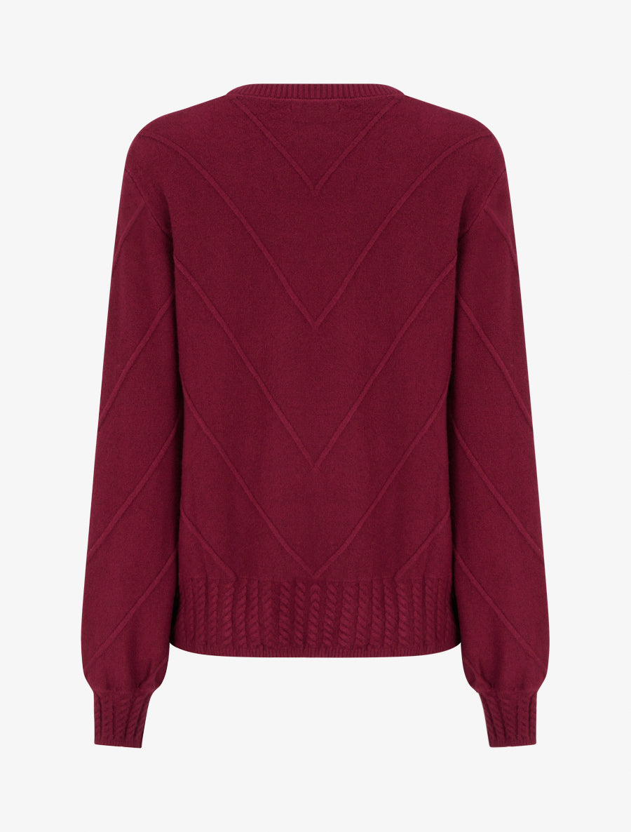 Pull droit en maille stylisée - Lie de vin - 2