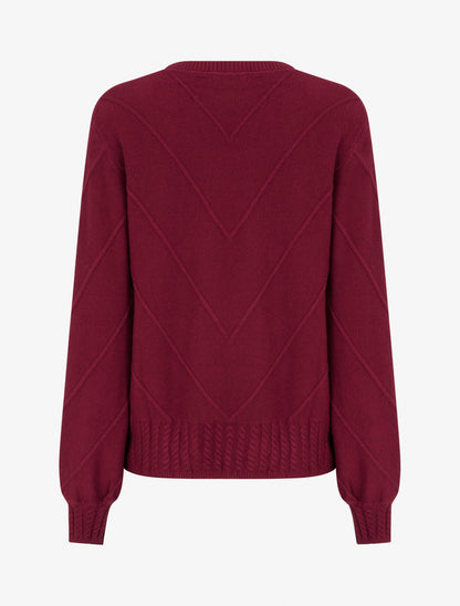Pull droit en maille stylisée - Lie de vin - 2