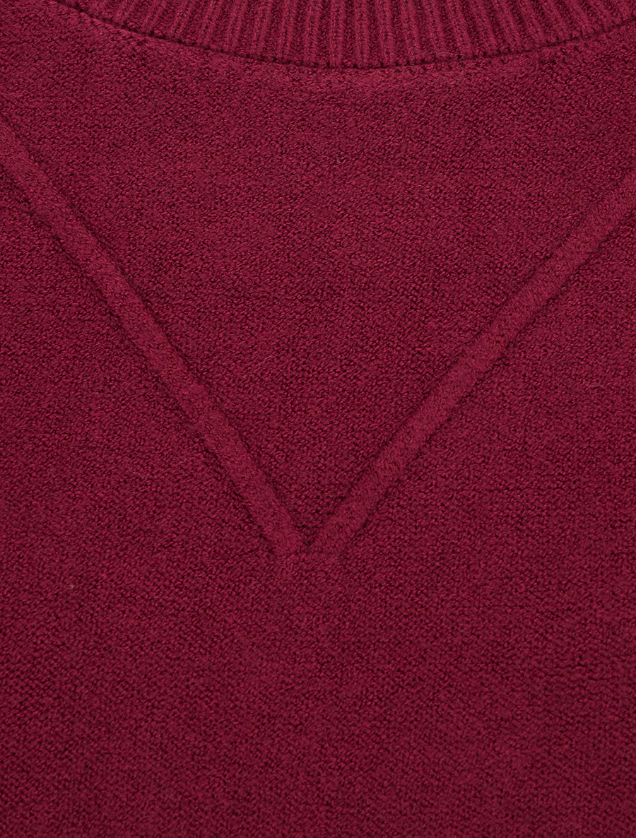 Pull droit en maille stylisée - Lie de vin - 3
