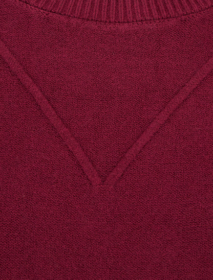 Pull droit en maille stylisée - Lie de vin - 3