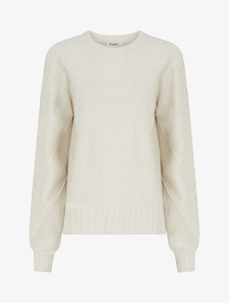 Pull droit en maille stylisée - Écru - 1