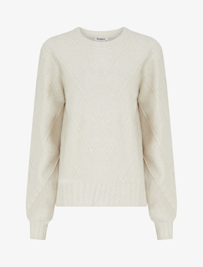 Pull droit en maille stylisée - Écru - 1