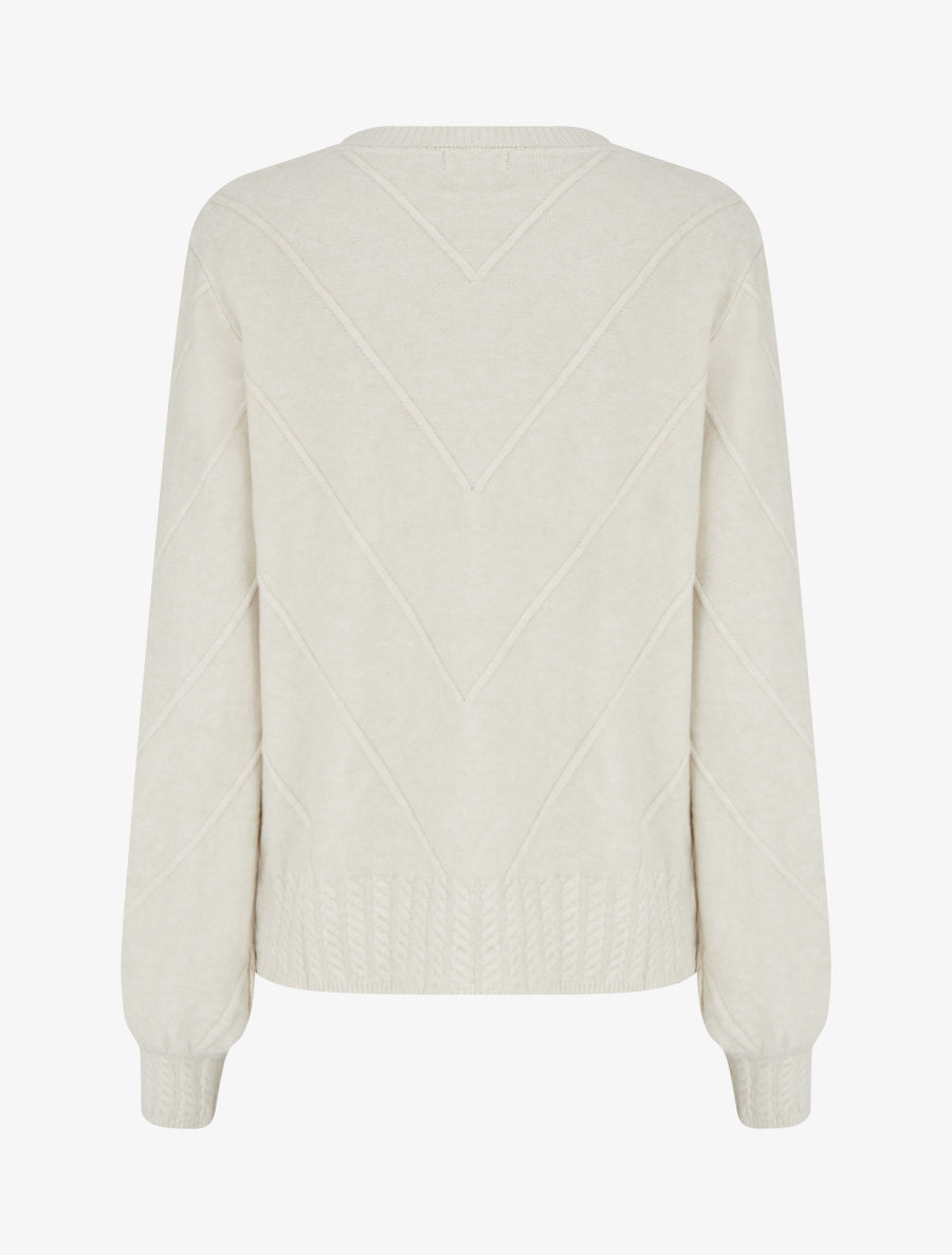 Pull droit en maille stylisée - Écru - 2