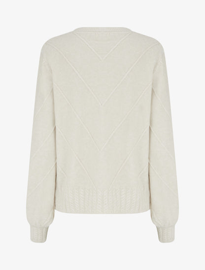 Pull droit en maille stylisée - Écru - 2
