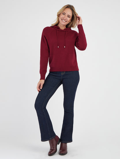 Pull à capuche coupe droite - Lie de vin - 8