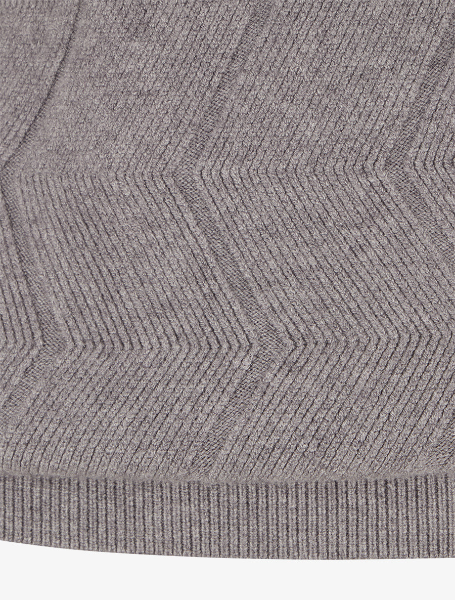 Pull à capuche en maille zig-zag - Gris - 3