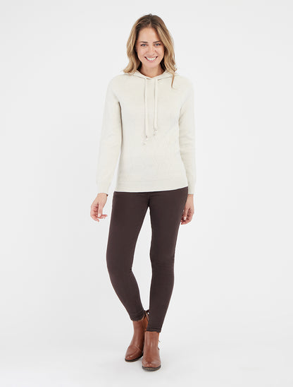 Pull à capuche en maille zig-zag - Écru