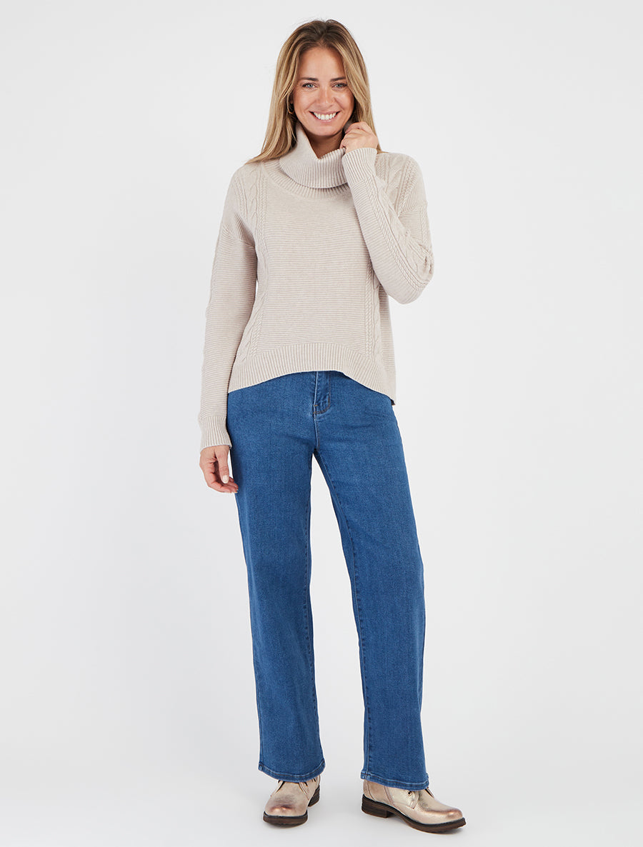 Rechte trui met coltrui - Beige