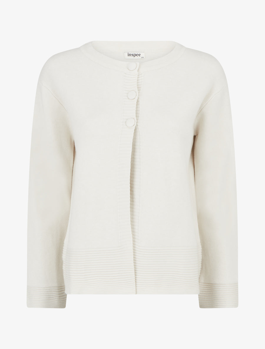 Gilet uni à col boutonné - Beige - 1