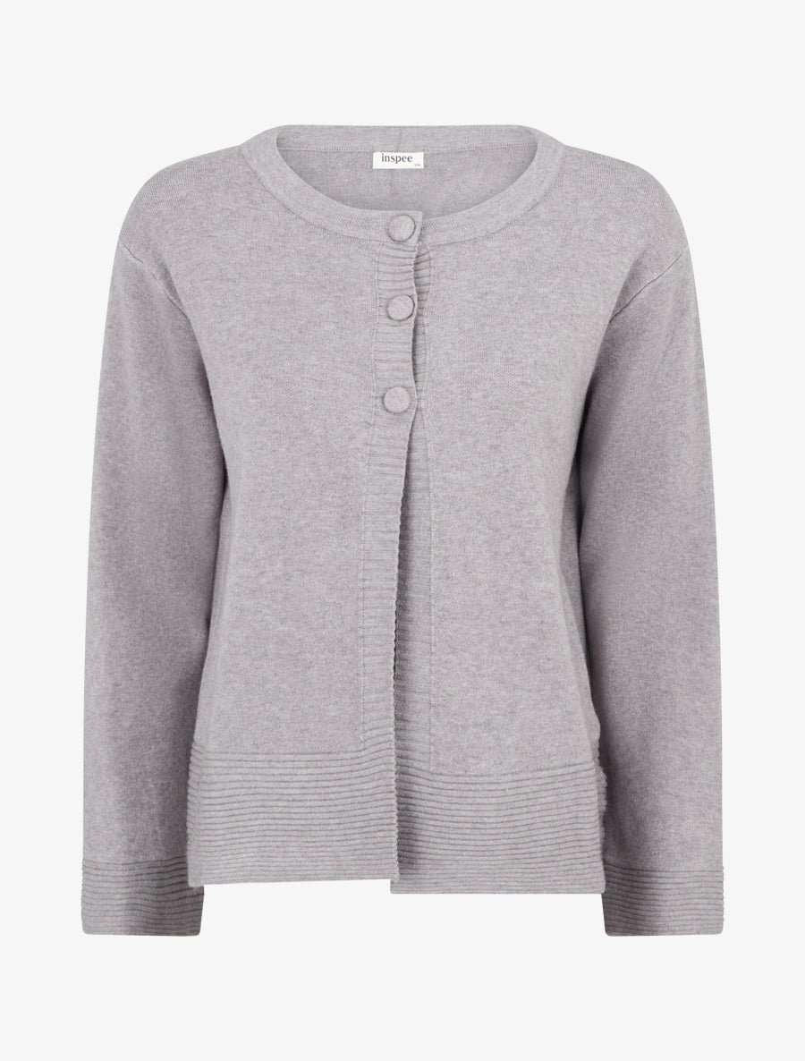Gilet uni à col boutonné - Gris - 1