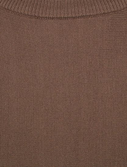 Pull à manches courtes à empiècement bijoux - Marron - 3