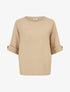 Pull à manches courtes à empiècement bijoux - Beige - 1