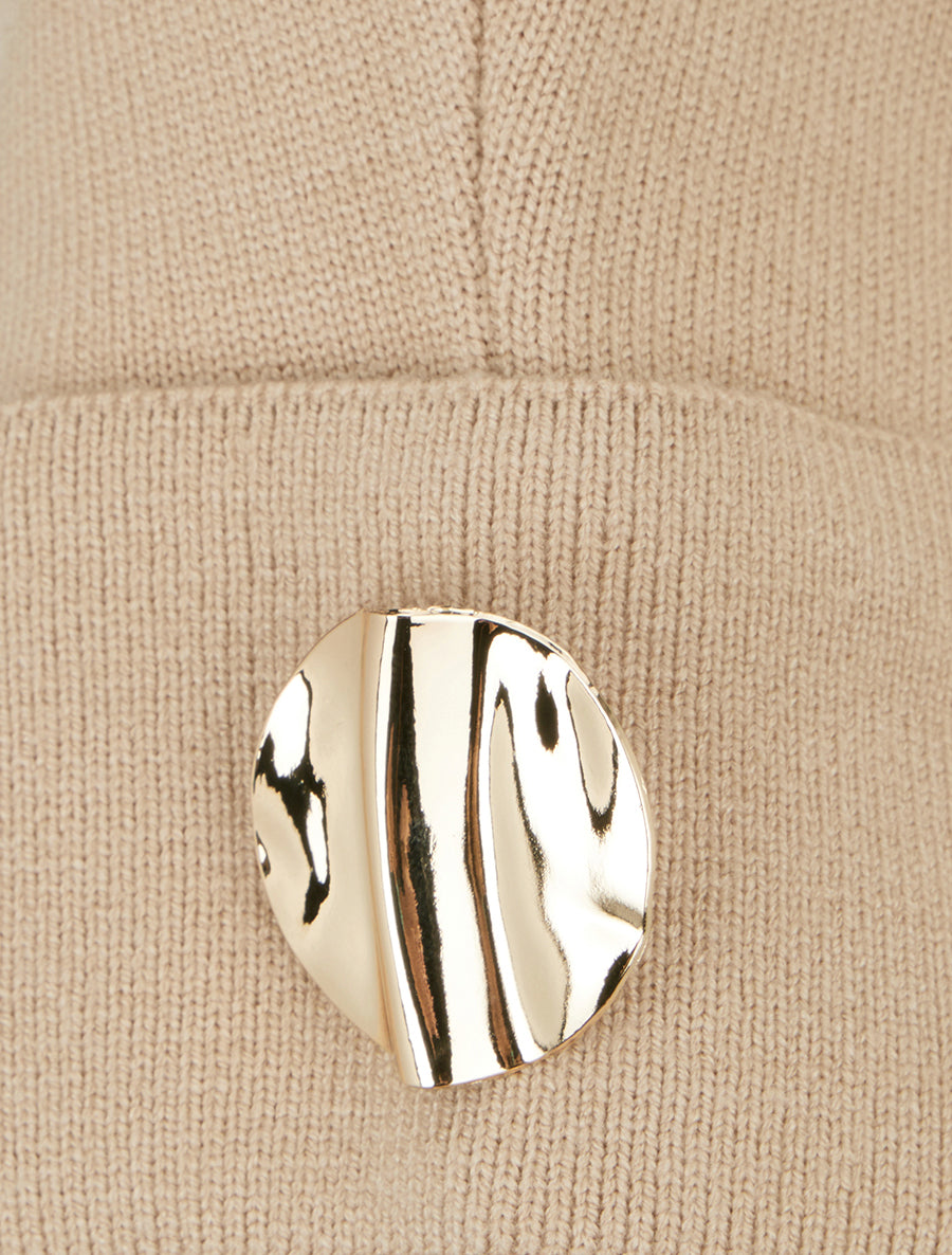 Pull à manches courtes à empiècement bijoux - Beige - 3