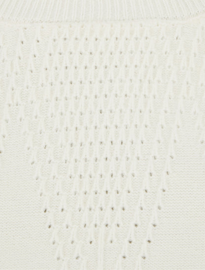 Pull uni en maille texturée - Beige - 3