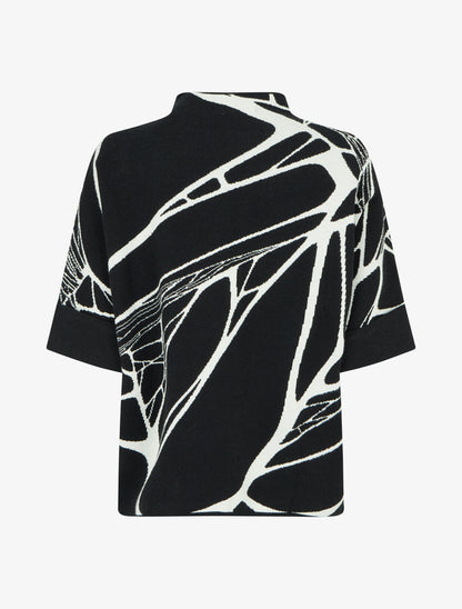 Pull ample graphique à col montant et manches courtes - Noir - 2