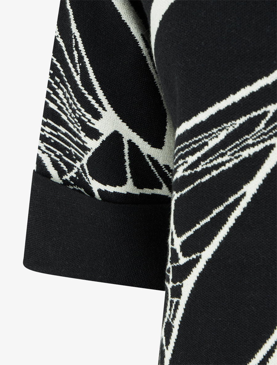 Pull ample graphique à col montant et manches courtes - Noir - 3