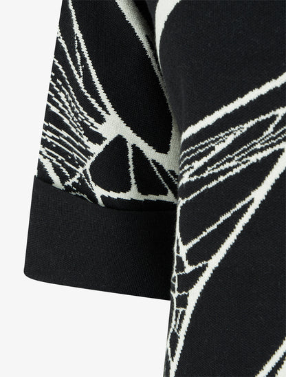 Pull ample graphique à col montant et manches courtes - Noir - 3