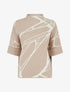 Pull ample graphique à col montant et manches courtes - Taupe clair - 1